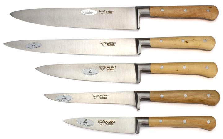 Laguiole en Aubrac Kochmesser Küchenmesser Set - 5teilig - Griff Buchsbaum - Geschmiedete Qualität
