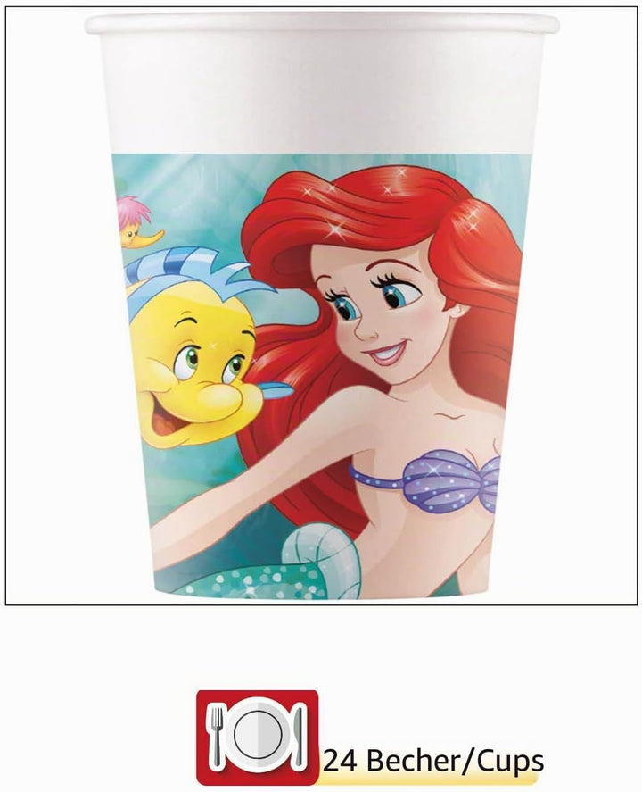 Ciao - Partygeschirr Party-Set Disney Princess Ariel Little Mermaid la Sirenetta für 24 Personen (88