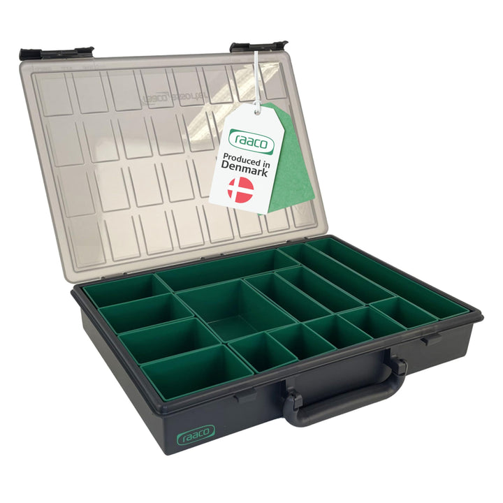 raaco Assorter 55 4x8-15: Premium Sortierbox für Werkstatt, 15 Einsätze, Sortimentskasten & Sortierb