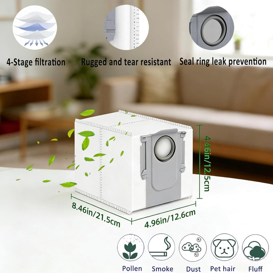 Zubehör für Roborock S8 MaxV Ultra / S8 Max Ultra, 4 Hauptbürste, 4 Wischtücher, 4 Filter, 6 Staubbe