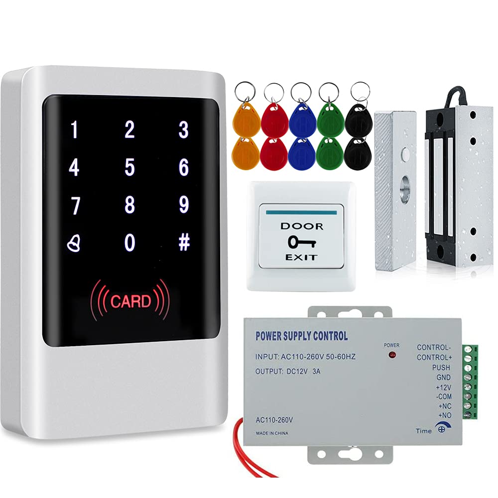 FTSTech IP65 Wasserdichter Metall-PIN-Code RFID-Zugriffskontrolltastatur + 60kg Magnetschloss + 12 V