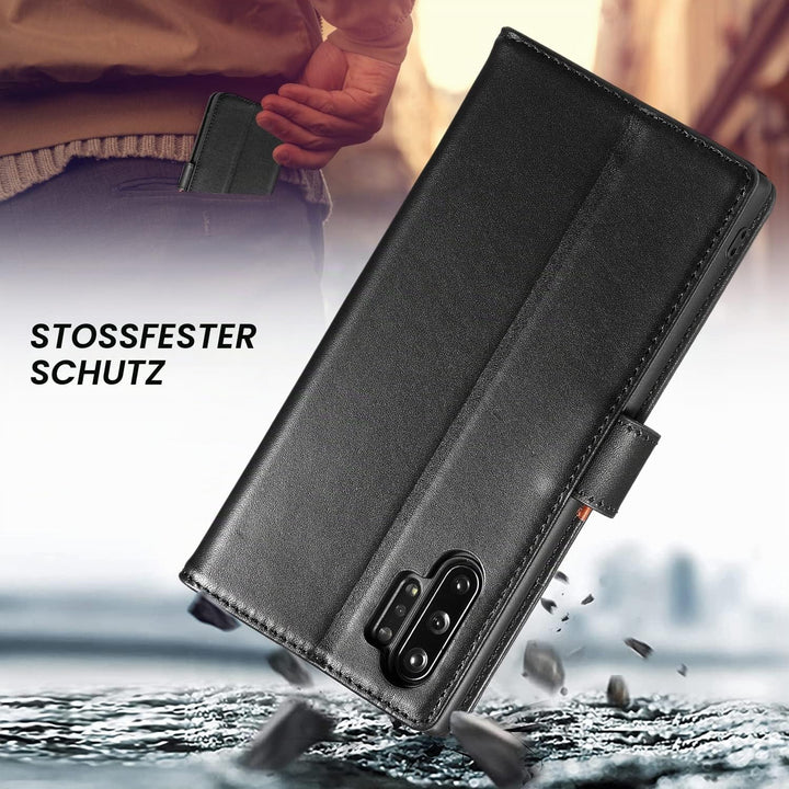 LENSUN Echtleder Hülle für Samsung Galaxy Note 10 Plus, Handyhülle [Echtes Leder] [Magnetverschluss]