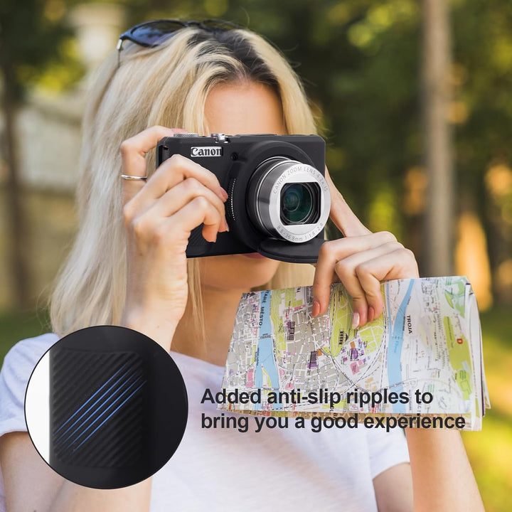 Rieibi Silikon-Schutzhülle für Canon G7X Mark III Hülle, G7X Mark III Zubehör mit 2 Stück Displaysch
