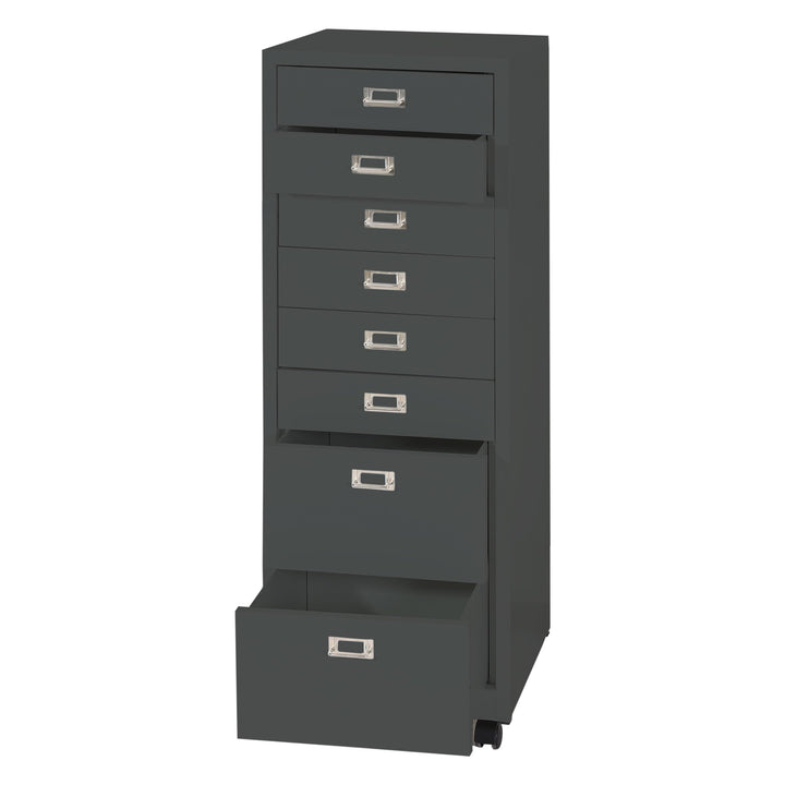 PROREGAL Rollcontainer, HxBxT 115x40x41 cm, Metall 8 Schubladen, Dunkelgrau, Schubladenschrank Stahl