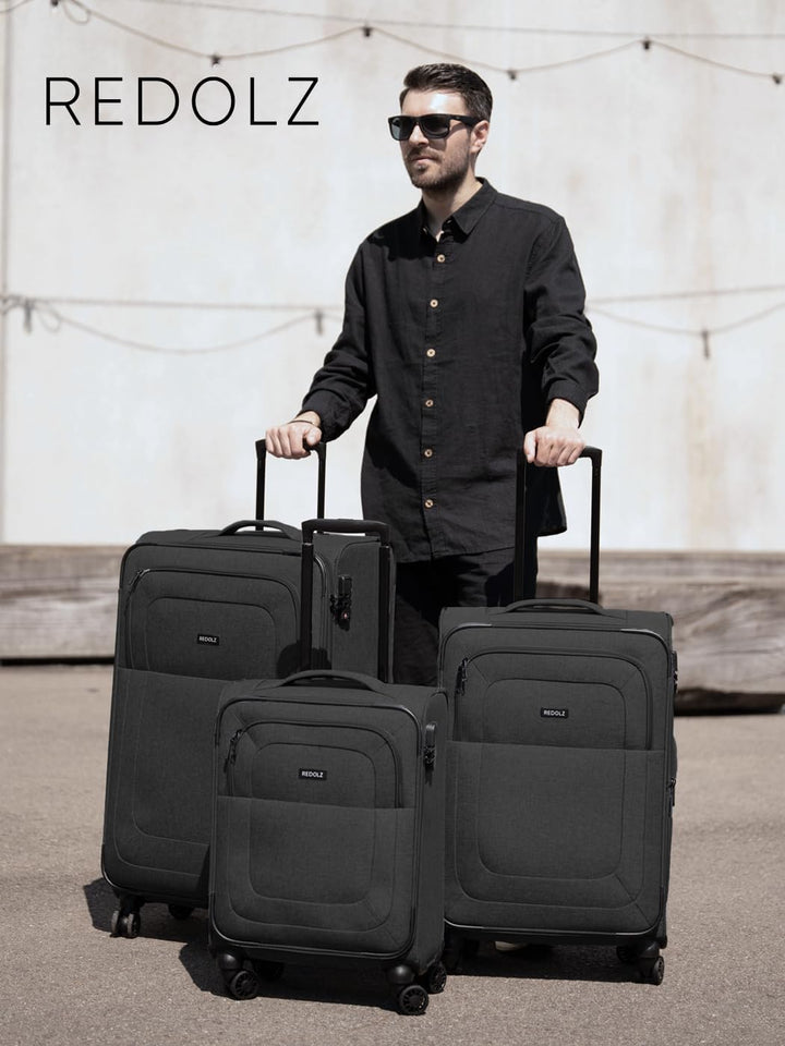 REDOLZ Essentials 12 MEDIUM Weichschalen Koffer für Männer & Frauen | Leichter Trolley 67 cm mit 4 D