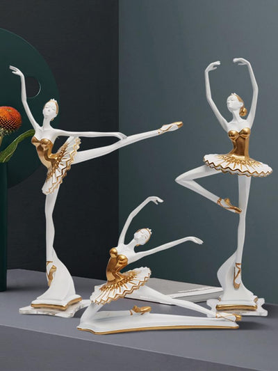 HAUCOZE Ballerina Figur Statue Frau Skulptur Modern Dekor Wohnzimmer Kunst Arts Polyresin Geschenk 3