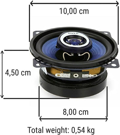 2 PYLE PL42BL 2 Wege koaxial Lautsprecher blau 4" 10,00 cm 100 mm 90 watt rms 180 watt max türen aut