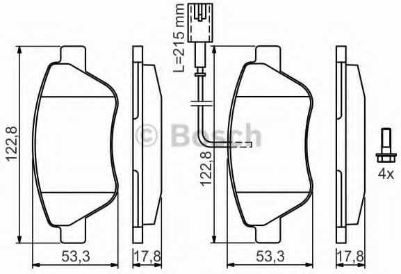 Bosch BP339 Bremsbeläge - Vorderachse - ECE-R90 Zertifizierung - vier Bremsbeläge pro Set