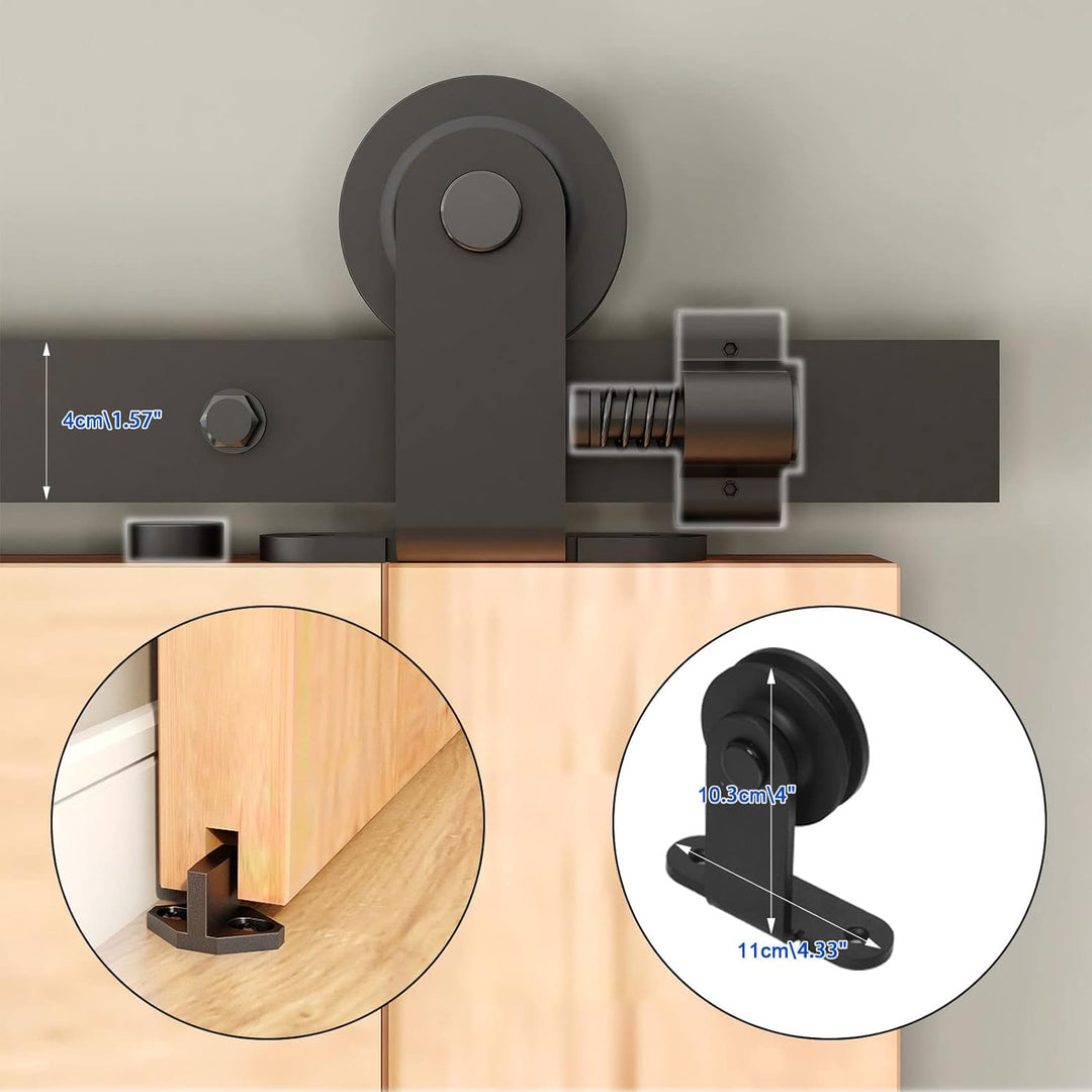 Schiebetürbeschlag 153cm Schiebetüren Schiebetürsystem Komplettset Laufschiene Rollen Set Schwarz fü