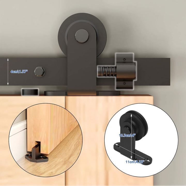 Schiebetürbeschlag 153cm Schiebetüren Schiebetürsystem Komplettset Laufschiene Rollen Set Schwarz fü