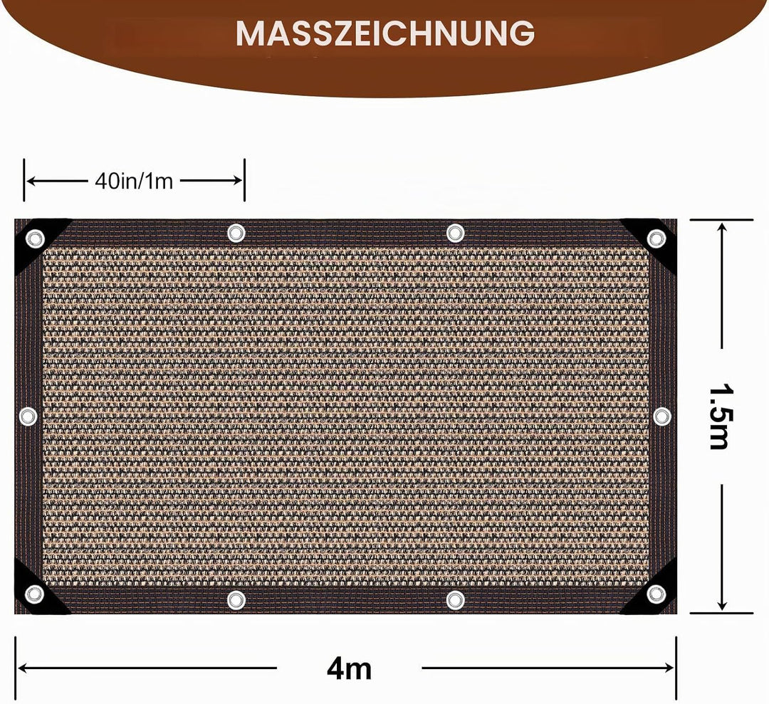 Schattiernetz Schattierungsnetz Garten,Schattennetz mit Ösen, 80% Anti UV -Beständiges, für Garten P