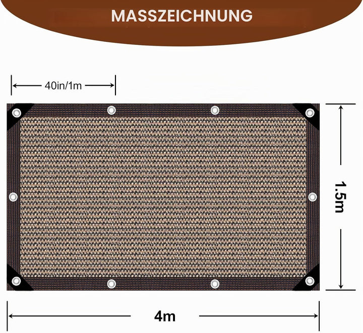 Schattiernetz Schattierungsnetz Garten,Schattennetz mit Ösen, 80% Anti UV -Beständiges, für Garten P