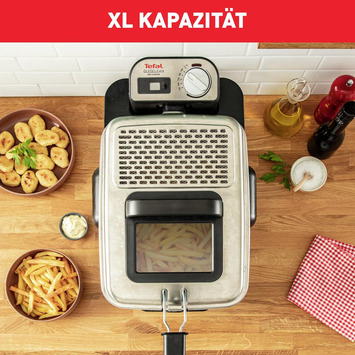 Tefal FR8040 Oleoclean Pro Inox & Design Fritteuse | 2300W | Kapazität 1,2 Kg | Herausnehmbarer Ölbe