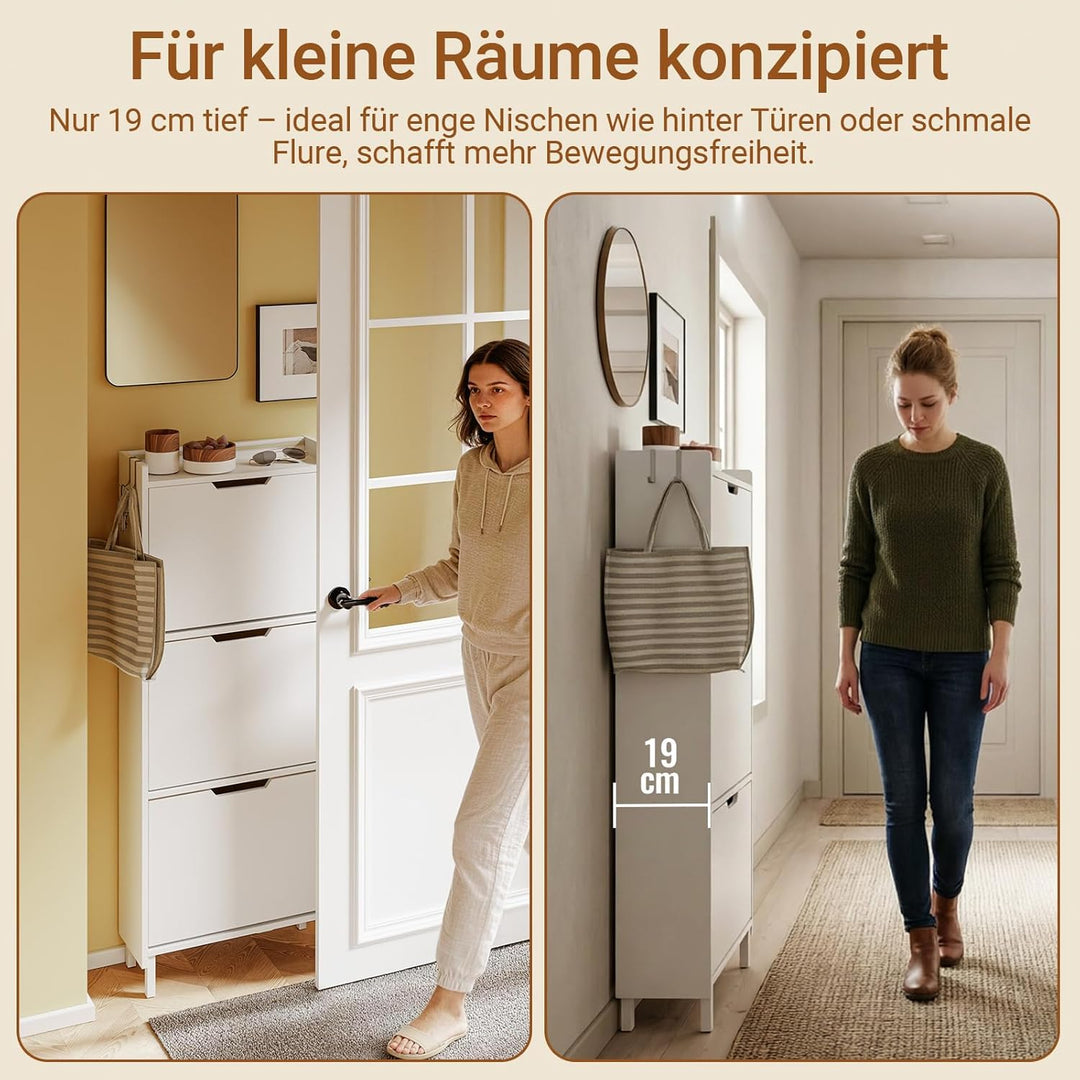 SoBuy Schuhschrank Schmal, Schuhregal, Schuhschrank Hängend mit Sensorlicht und 19 cm Tiefe, für Flu