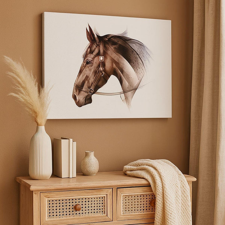 Bilder auf Leinwand 100x70cm Leinwandbild mit Rahmen Pferd Abstraktion Gross Wanddeko Bild Schlafzim