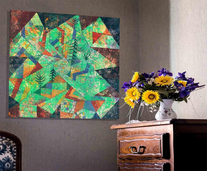 Artley Prints - The Forest Construction by Paul Klee Leinwand-Kunstdruck, moderne quadratische Druck