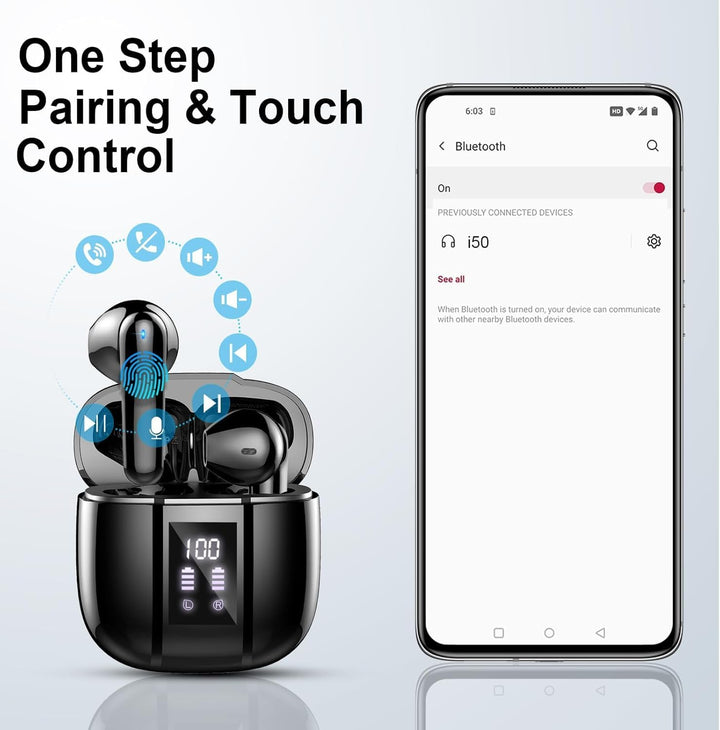 Bluetooth Kopfhörer, 2025 Neu Kopfhörer Kabellos Bluetooth 5.4 In Ear Kopfhörer mit 4 ENC Noise Canc