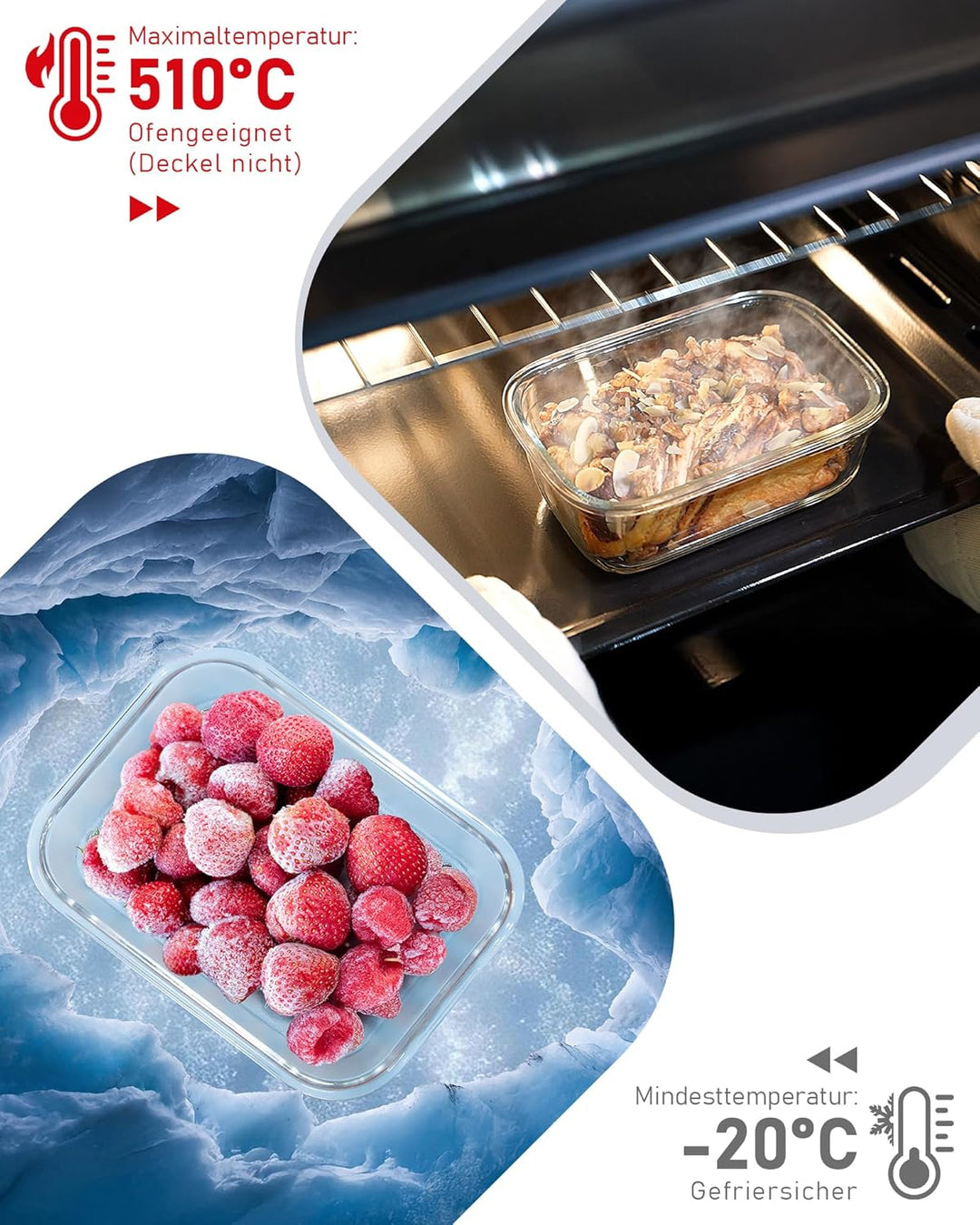 Glasbehälter mit Deckel, 10Stück – Luftdichte Frischhaltedosen für Meal Prep, Vorratsdosen für Küche