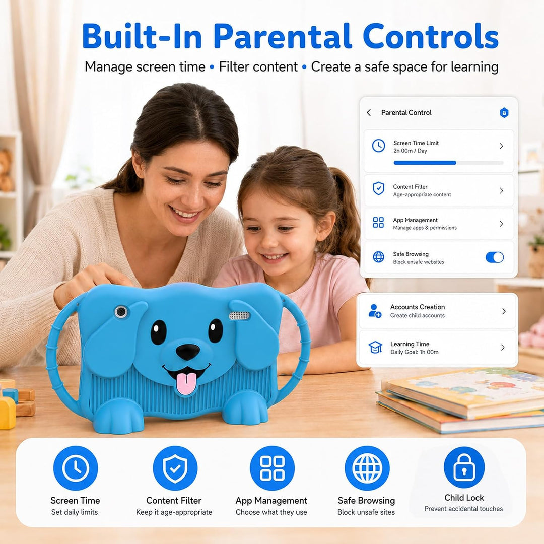 Kinder Tablet 7 Zoll Android Tablet für Kinder 32GB Kids Tablets mit WLAN Schutzhülle Kindersicherun