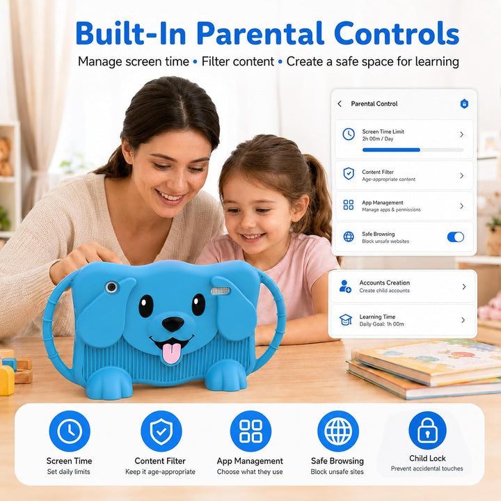 Kinder Tablet 7 Zoll Android Tablet für Kinder 32GB Kids Tablets mit WLAN Schutzhülle Kindersicherun