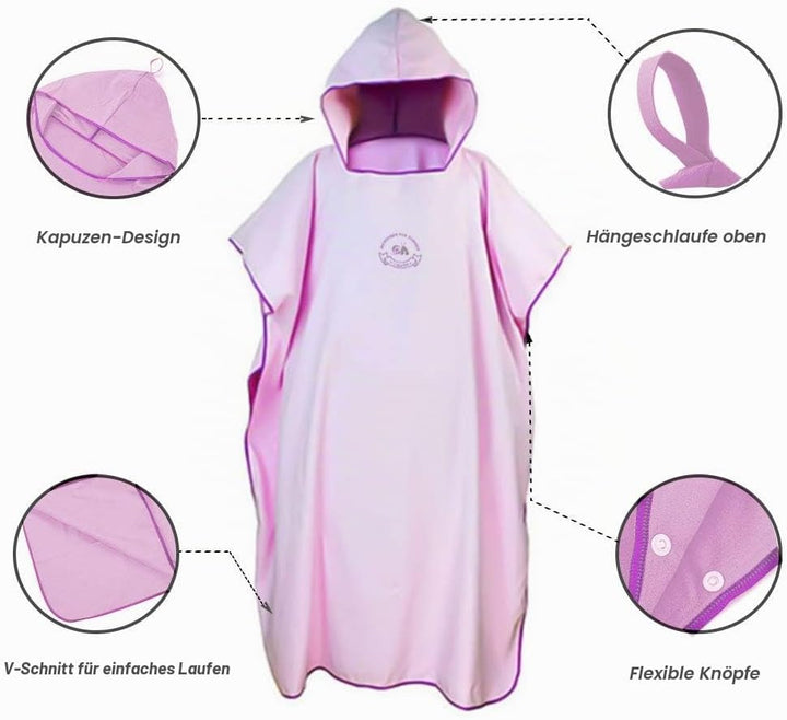 Hiturbo Mikrofaser Handtuch Poncho, Umziehhilfe Strand, Surf Poncho Herren und Damen Changing Robe,
