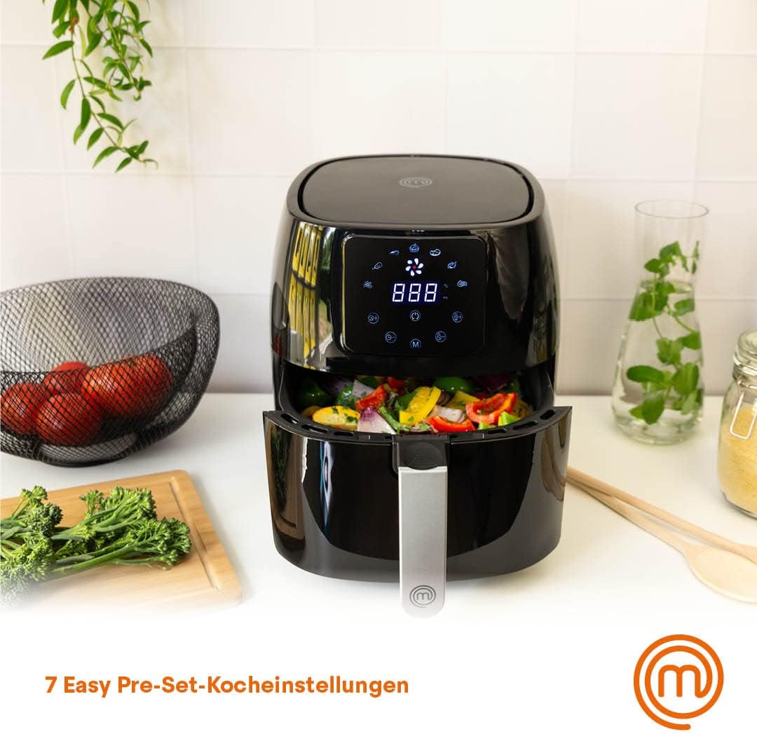MasterChef Heissluftfritteuse 4,5L Airfryer 1400W, Fritteuse Heissluft ohne Fett für 2-4 Personen, H