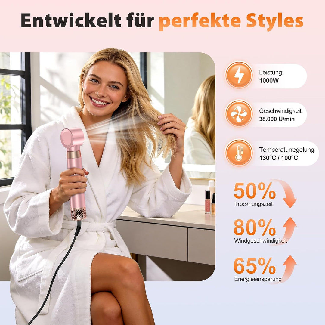 5-in-1-Föhnbürsten-Set, Upgrade-Haartrockner, Föhnbürste, Lockenwickler Automatisch und Paddelbürste