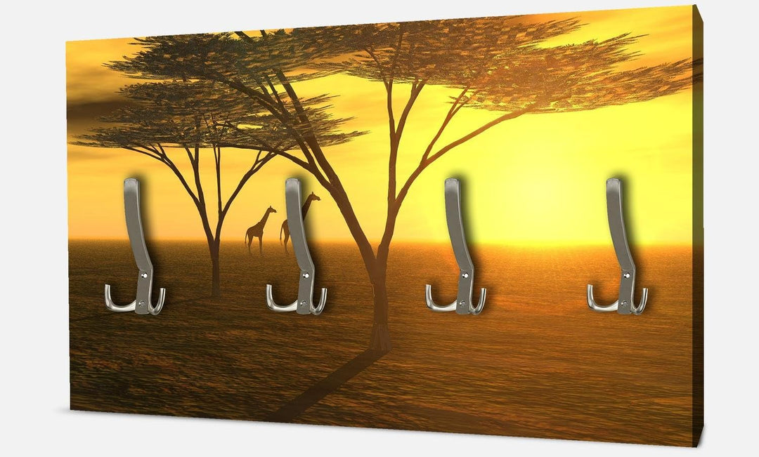 wandmotiv24 Garderobe Afrika Querformat - 69x40 (BxH) - Leinwand Wandgarderobe, inklusive Garderoben