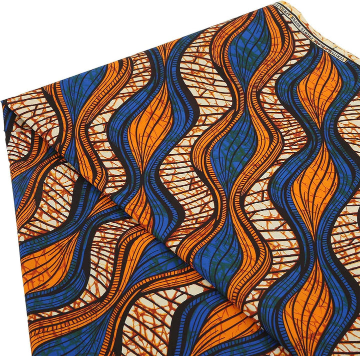 Eujgoov 6 Yards Afrikanischer Polyester-Wachsdruck-Stoff Afrikanischer Stoff für Partykleid DIY Bär