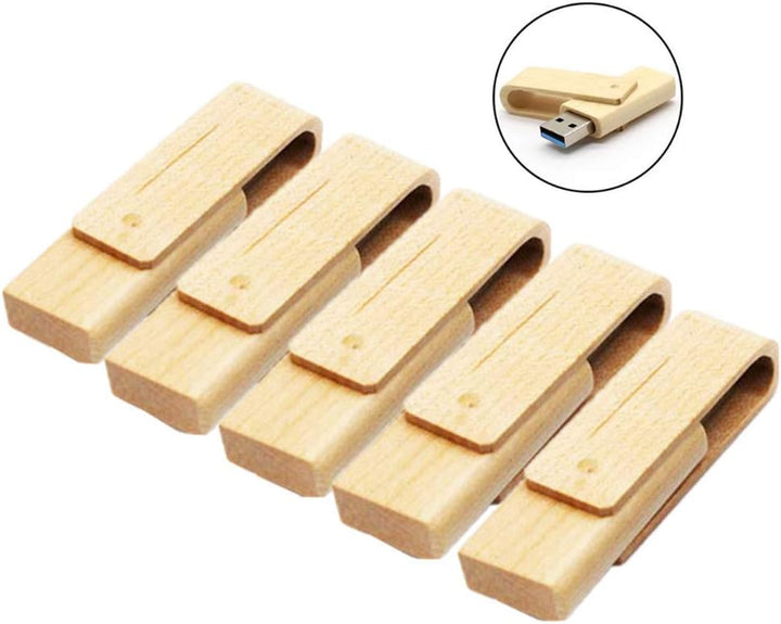 Anloter USB-Sticks aus Holz, 5 Stück, Walnussholz, Daumenlaufwerke, High Speed 2.0 für Daten-Speiche