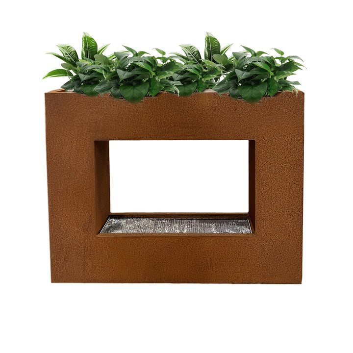 KÖHKO® Wasservorhang-Brunnen bepflanzbar mit LED-Beleuchtung Höhe 60 cm aus Cortenstahl mit Pflanzka