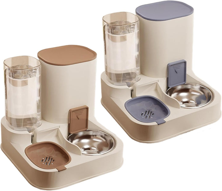 Automatische Futterhäuschen, automatische Katzenfuttermittel 2 in 1 Edelstahl und PP Katze Feeder un