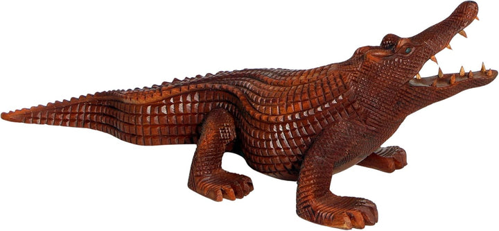 30 cm Krokodil - aus Holz geschnitze Handarbeit als Geschenk-Idee zur Deko Echse Reptil