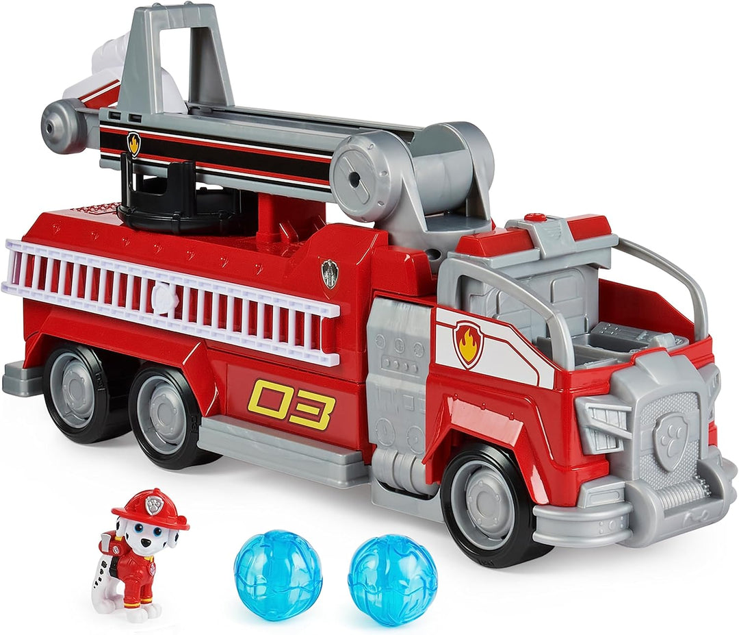 PAW PATROL Marshalls Transformations-Feuerwehrwagen aus dem Kinofilm, Deluxe Verwandlungsfahrzeug, m