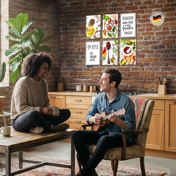 Novart Wandbilder Set - KOMPLETT AUFHÄNGFERTIG - Made in Germany - Moderne Bilder Küche Esszimmer Kü
