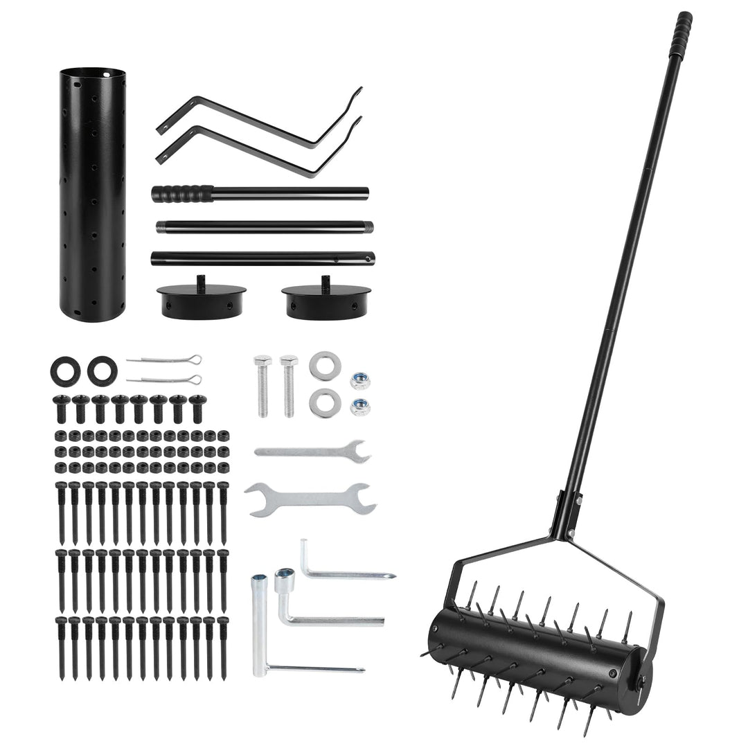 Rasenbelüfter Manuell Rollender Aerifizierer 44 x 141cm Handvertikutierer mit 39 Nägeln (5,8cm) und
