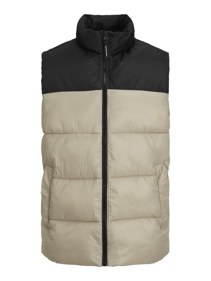 JACK & JONES male Pufferweste Pufferweste S Crockery/Detail:black Blocking, S Crockery/Detail:black