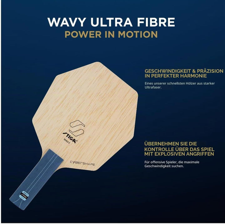 STIGA Wavy Ultra Fibre Profi-Tischtennisholz Cybershape - Classic, Cybershape - Classic