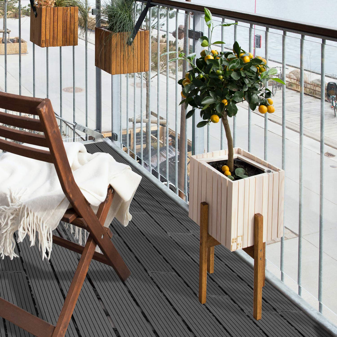 Gimisgu Terrassenfliesen WPC Fliesen, 30x60 cm Holzoptik Klickfliesen Balkonfliesen Klicksystem Terr
