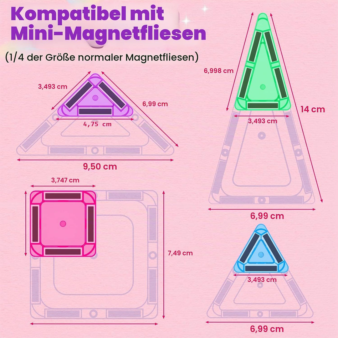 40 Magnetische Bausteine Mini Reise Set, Magnetspielzeug Kinder, Magnetische Platten Montessori Lern