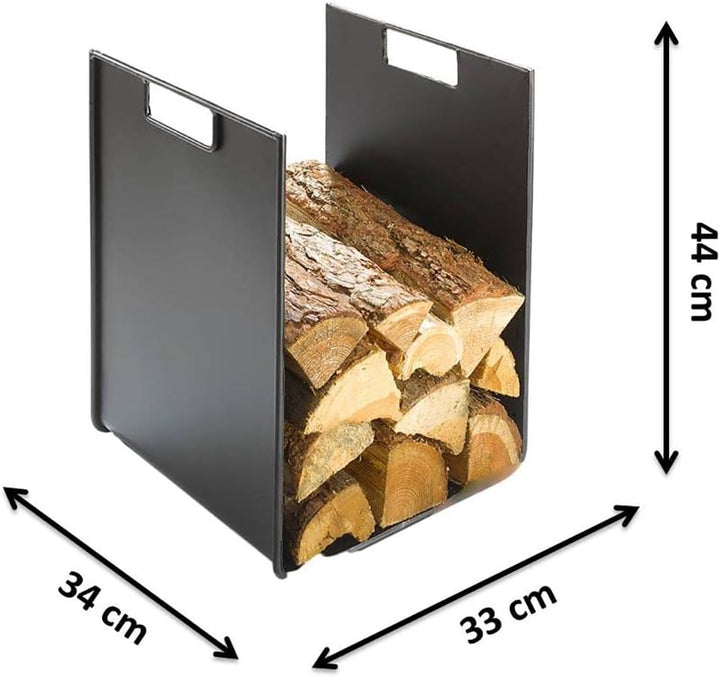 Kobolo Modernes Kaminholzregal aus Metall 44 cm hoch schwarz lackiert