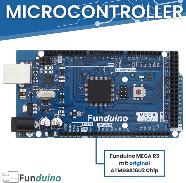 Funduino Starter Kit MEGA R3 Basic, 100% kompatibel zu Arduino, mit deutschsprachigen Anleitungen, u