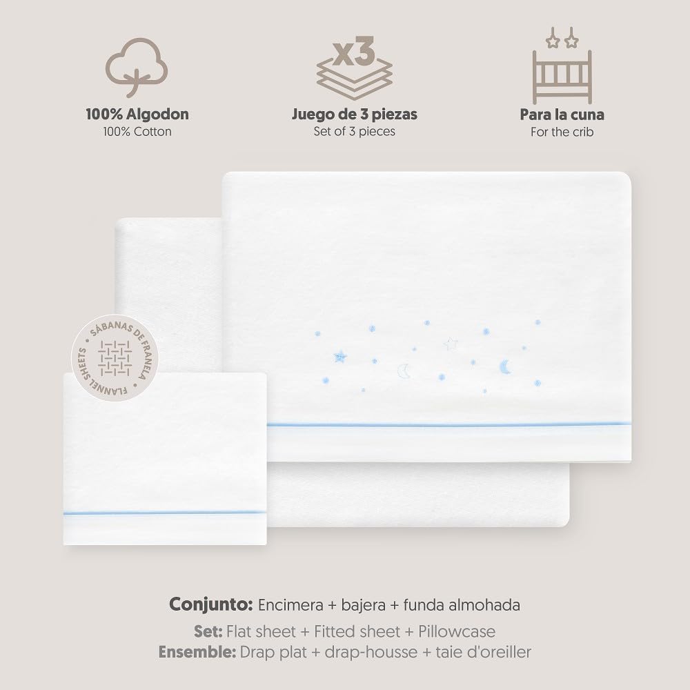 Interbaby Bettwäsche-Set für Kinderbett, 60 x 120 cm, 100% Baumwolle, warm, weich, inklusive Spannbe