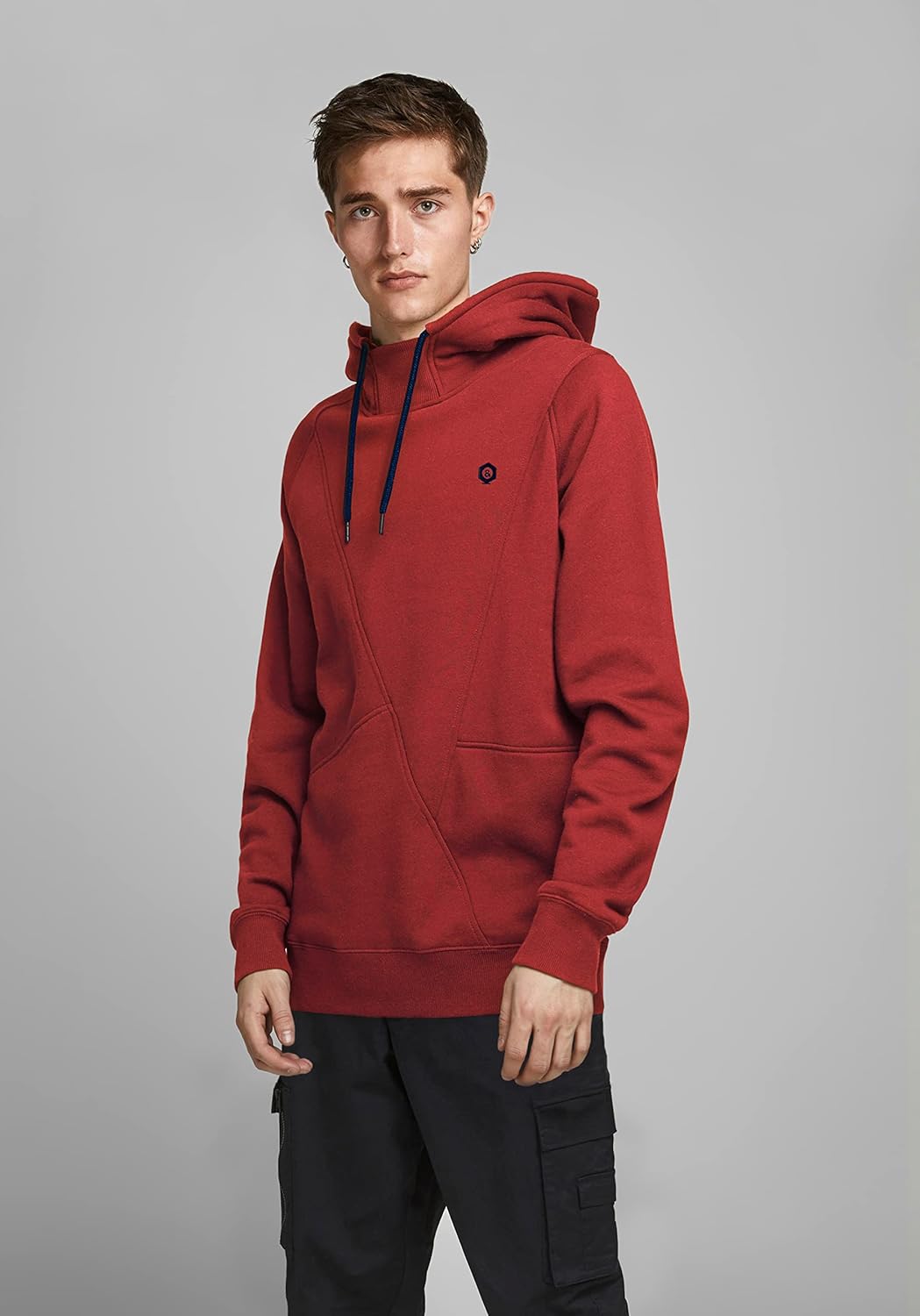 JACK &amp; JONES Male Sweatshirt Detaillierter S Red Dahlia/Detail Navy Blazer, S Red Dahlia/Detail Navy