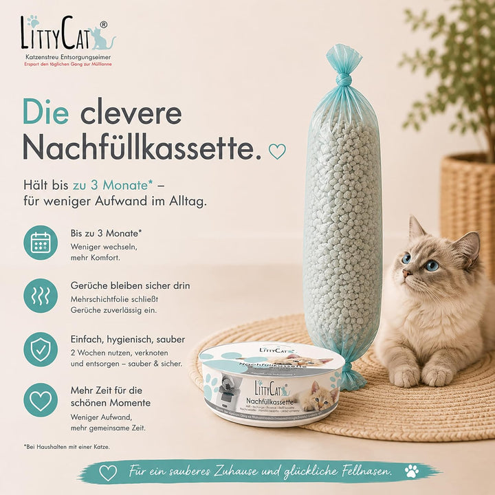 Littycat Nachfüllkassetten für Littycat Katzenstreuentsorgungseimer - 12er Pack (12er