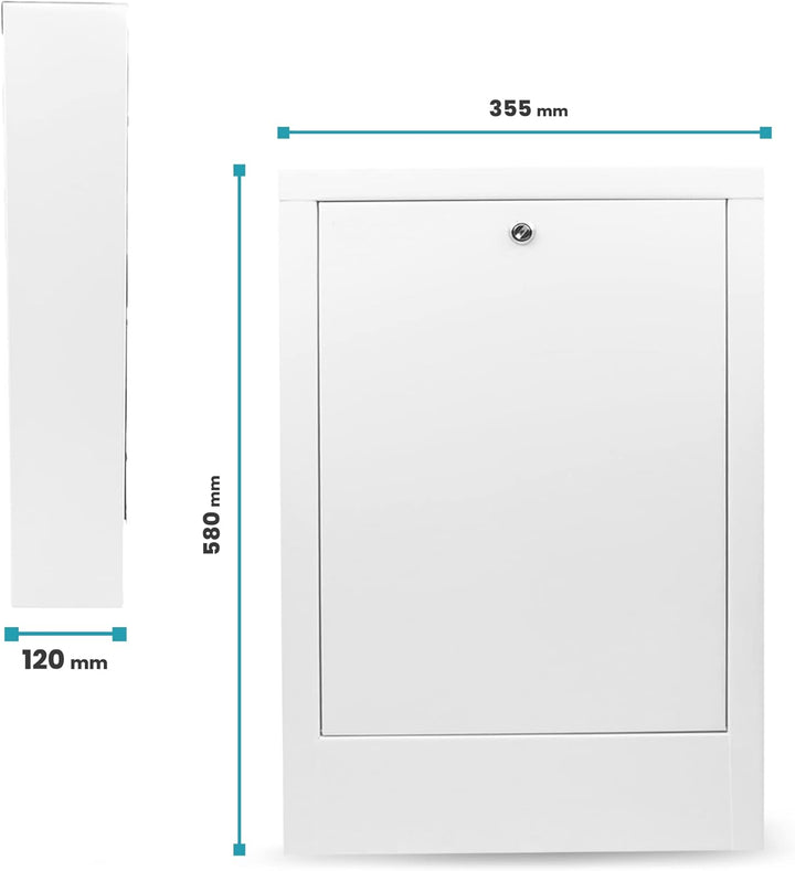 Verteilerschrank Zentrale Fussbodenheizung 2-4 Anschlüsse Aufputzgehäuse aus Weiss Pulverbeschichtet