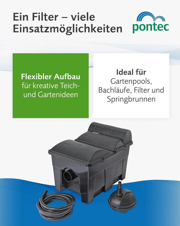 Pontec 42752 MultiClear Set 15000 - Komplettset aus Filterpumpe und Durchlauffilter / Durchlauffilte