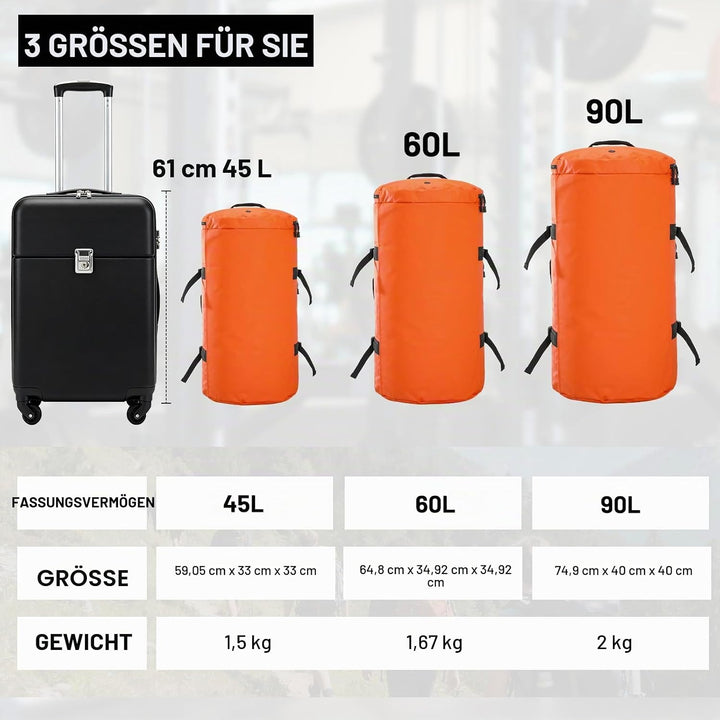 MIER Grosse Sporttasche wasserdicht Sportrucksack mit Schuhfach umwandelbar in Rucksack, 45L/60L/90L