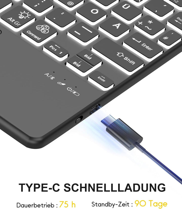 Für iPad Air 11 (M4/M3/M2 2024-2026) Hülle mit Tastatur Premium, 7-Farben Beleuchtung und Trackpad,