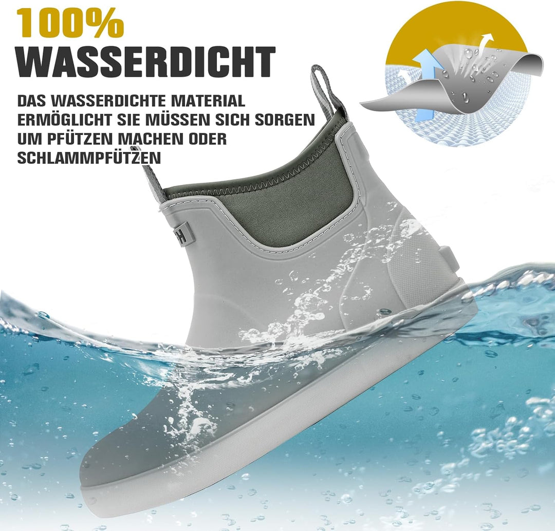 Jesindr Gummistiefel Herren, Protective Wasserdicht Anti-Rutsch Stiefeletten, Atmungsaktiv Schwarz C